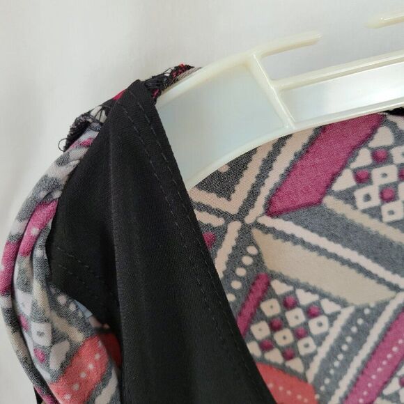 Notations Woman 1X Plus Blouse Retro Y2K mock layer gold hardware silky EUC - Picture 6 of 12